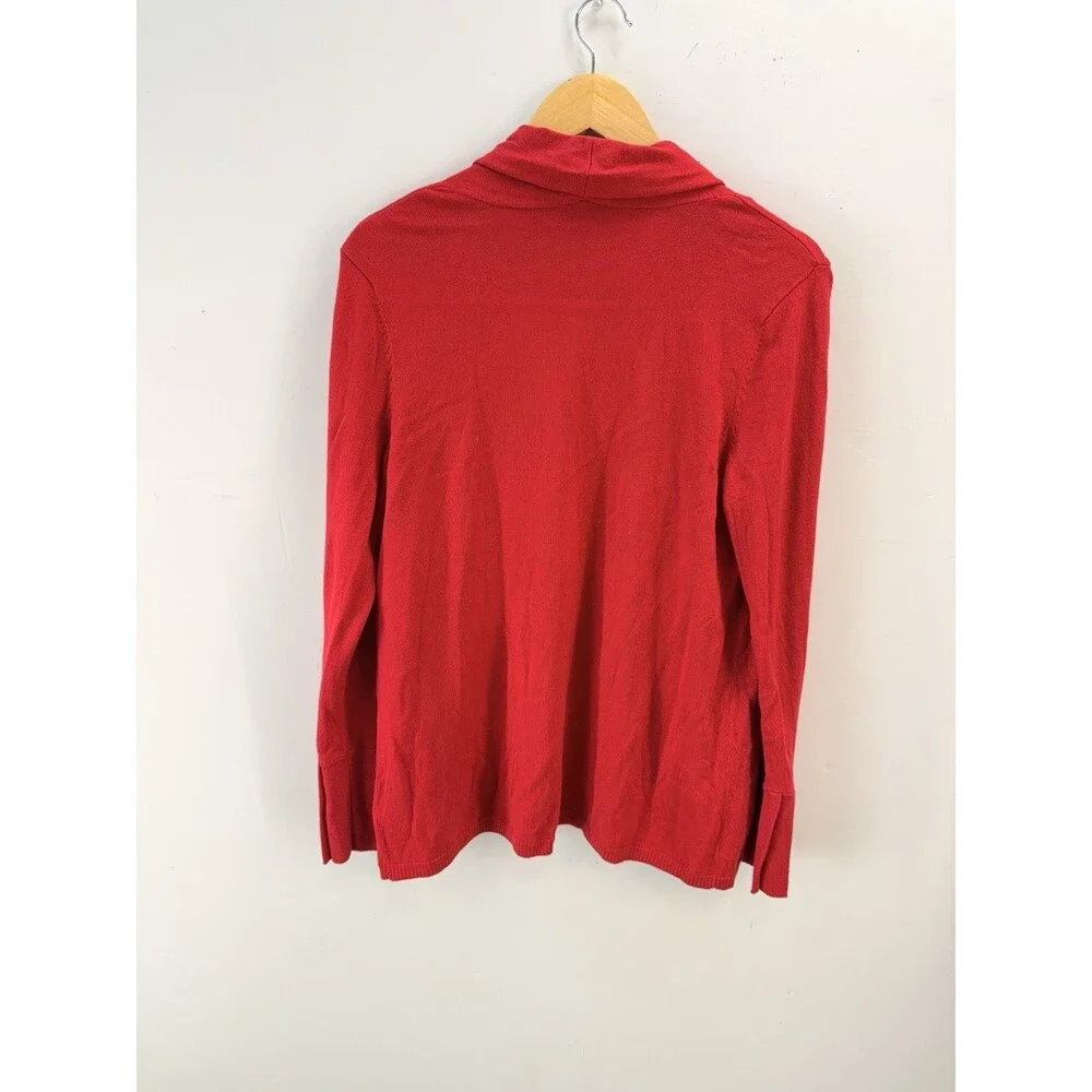 New Talbots Women Cardigan Sweater Sz L Open Knit Red Pop $89 - Picture 3 of 13